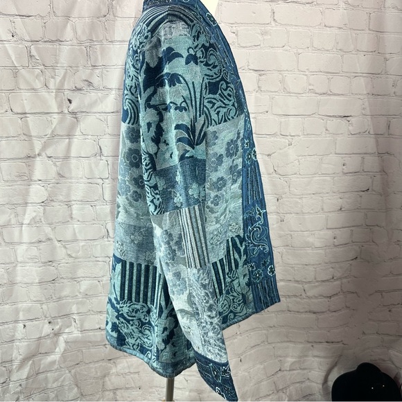 vintage yak magik tapestry patchwork beaded embroidered Cardigan jacket sz L - Picture 2 of 10